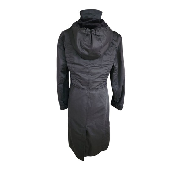 Max Mara Sportmax Code Womens 12 Black Calf Length Utility Hooded Trench Coat - Picture 3 of 12